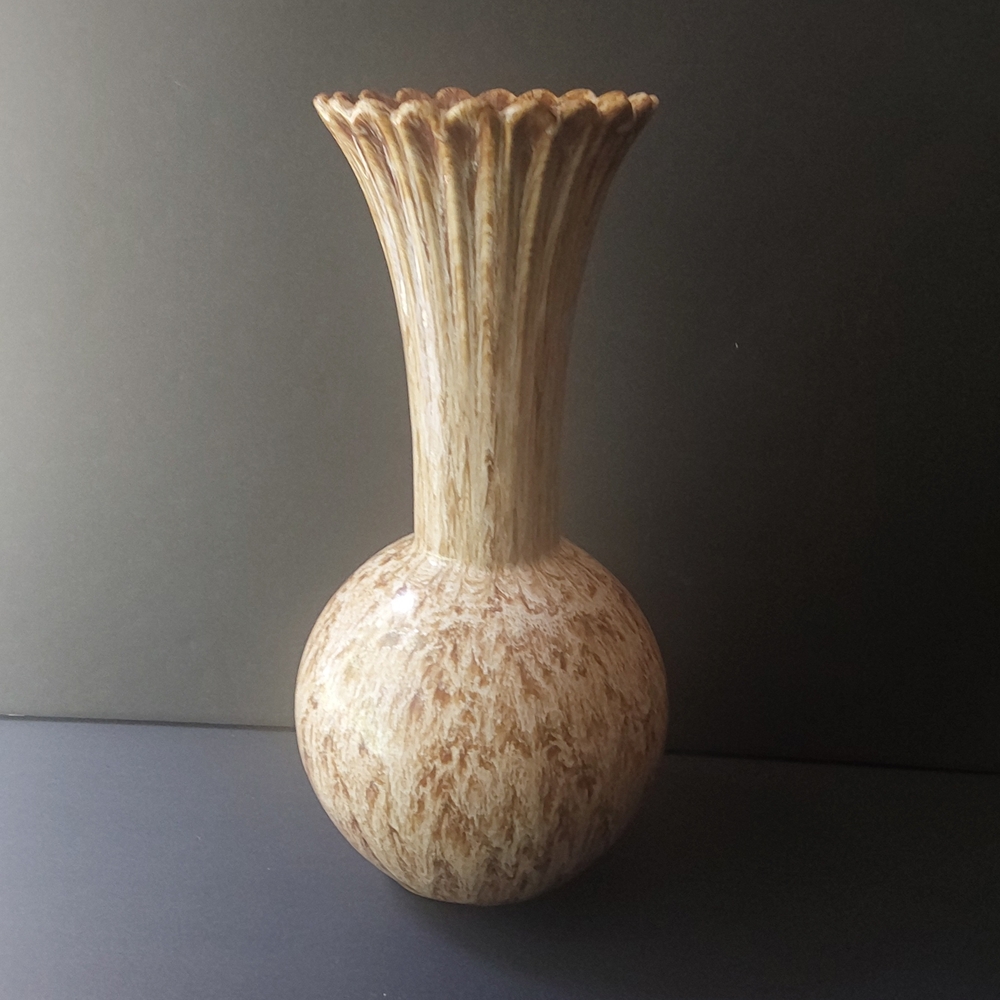 Elegant Tan Vase 13.5 in tall